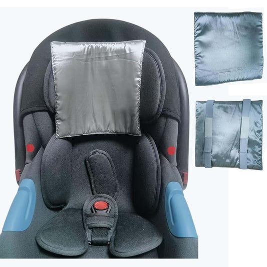 YBWYDH 2 Pack Satin Car Seat Headrest Covers for Babies Grey