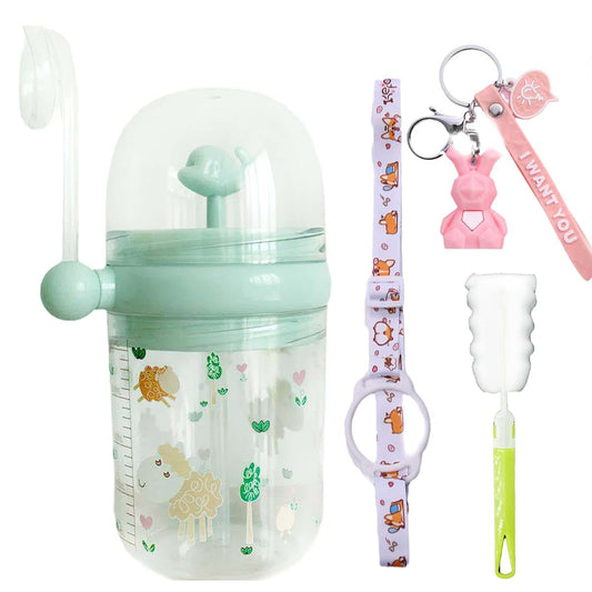 seelucky Whale Spray Water Bottle Sippy Cups Travel Cup with Straw Birthday Party Gift Pink Flamingo Drinking Cup
