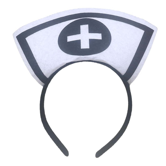 SHINLHUA Delicate Halloween Nurse Hat Hair Hoop Headbands, Black