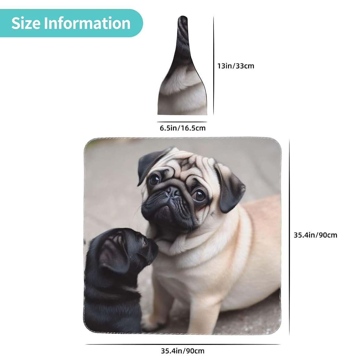 KKLWEGU Newborn Swaddle Blanket with Beanie Hat Set, Soft Sleep Sack Cute Pet Pug Newborn Receiving Blankets Baby (photo 3)