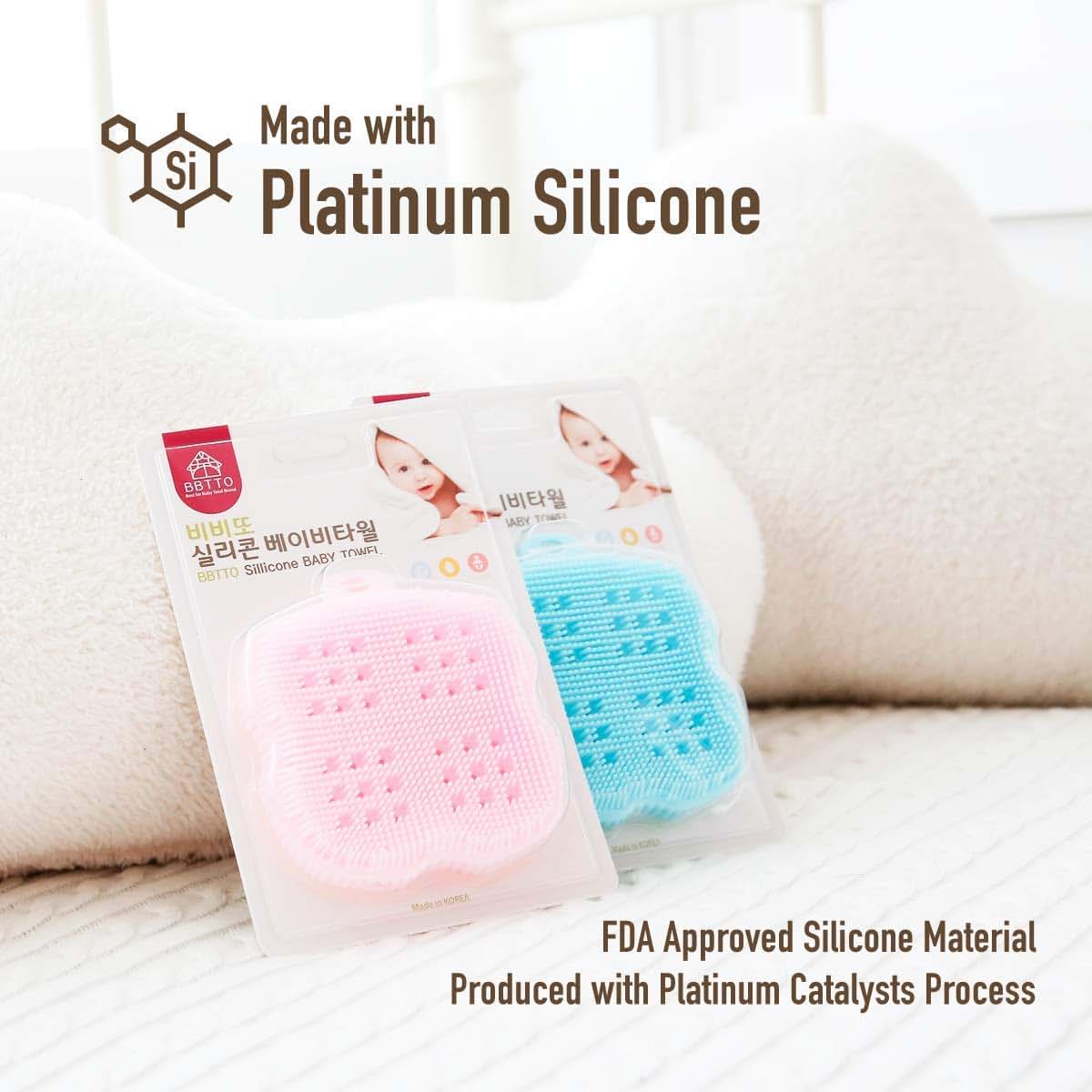 InfantCo Ultra Soft Silicone Bath Scrubber Sponge | for Baby and Dryskin (Baby Blue)