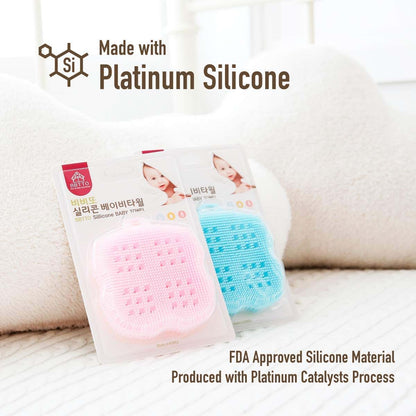 InfantCo Ultra Soft Silicone Bath Scrubber Sponge | for Baby and Dryskin (Baby Blue)