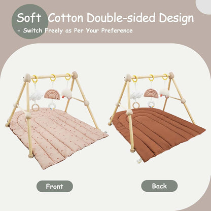 Wooden Baby Play Gym & Activity Mat for Sensory Development