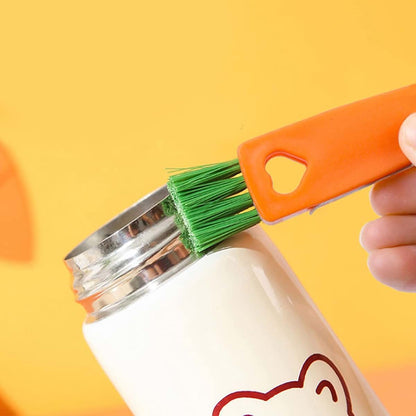 BabyOneStop 3-in-1 Tiny Cleaning Brush, Carrot Shape Cup Lid Cleaner for Bottles, Cups, and Travel