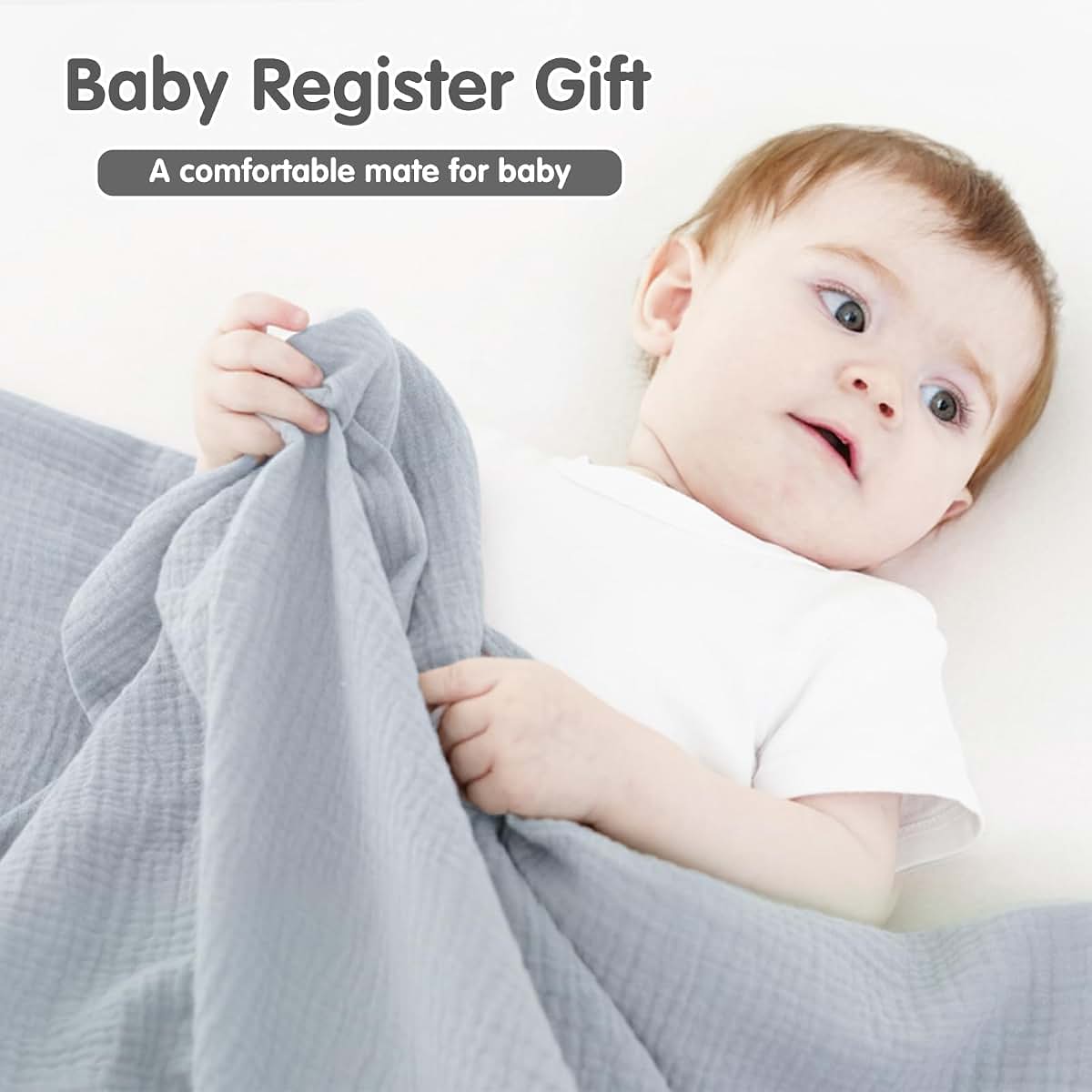 Two Pack Muslin Swaddle Blankets for Baby (Light Blue & Misty Blue)