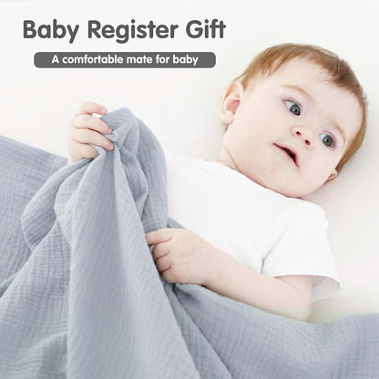 Two Pack Muslin Swaddle Blankets for Baby (Light Blue & Misty Blue)