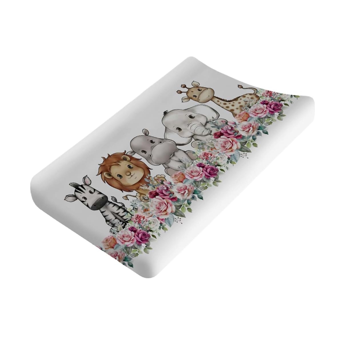 Hwmmbh Baby Jungle Safari Changing Pad Cover, Stretchy Fitted, 32 x 16 Inches