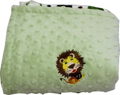 Lil' Cub Hub Minky Blanket, Green Brown Circles Print/Sage Dot