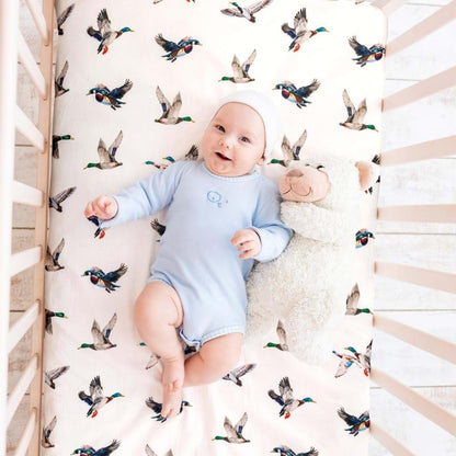 4 Pack Mallard Duck Print Fitted Nursery Sheets for Baby Cribs