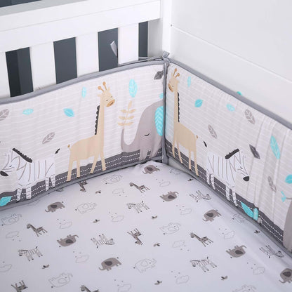 CribMATE White Crib Fitted Sheet Animal Safari Baby Crib Fitted Sheet 1 PC White Grey (Gray Zebra Elephant Giraffe (photo 3)