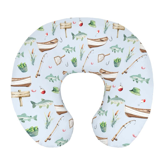 Wicbfdfv Cute Fishing Gears Fishes Blue Nursing Pillow Cover Stretchy And Soft