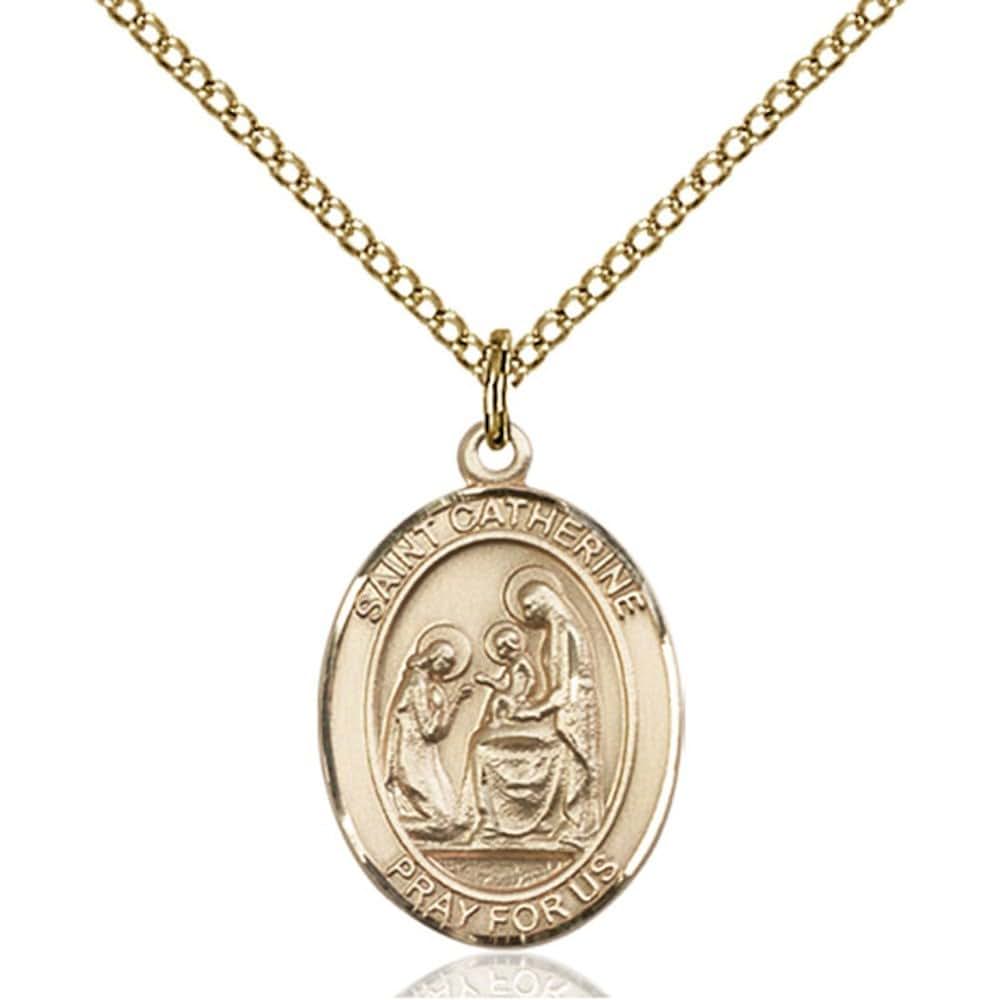 Bliss St. Catherine of Siena Pendant with Gold Filled Lite Curb Chain