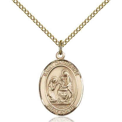 Bliss St. Catherine of Siena Pendant with Gold Filled Lite Curb Chain