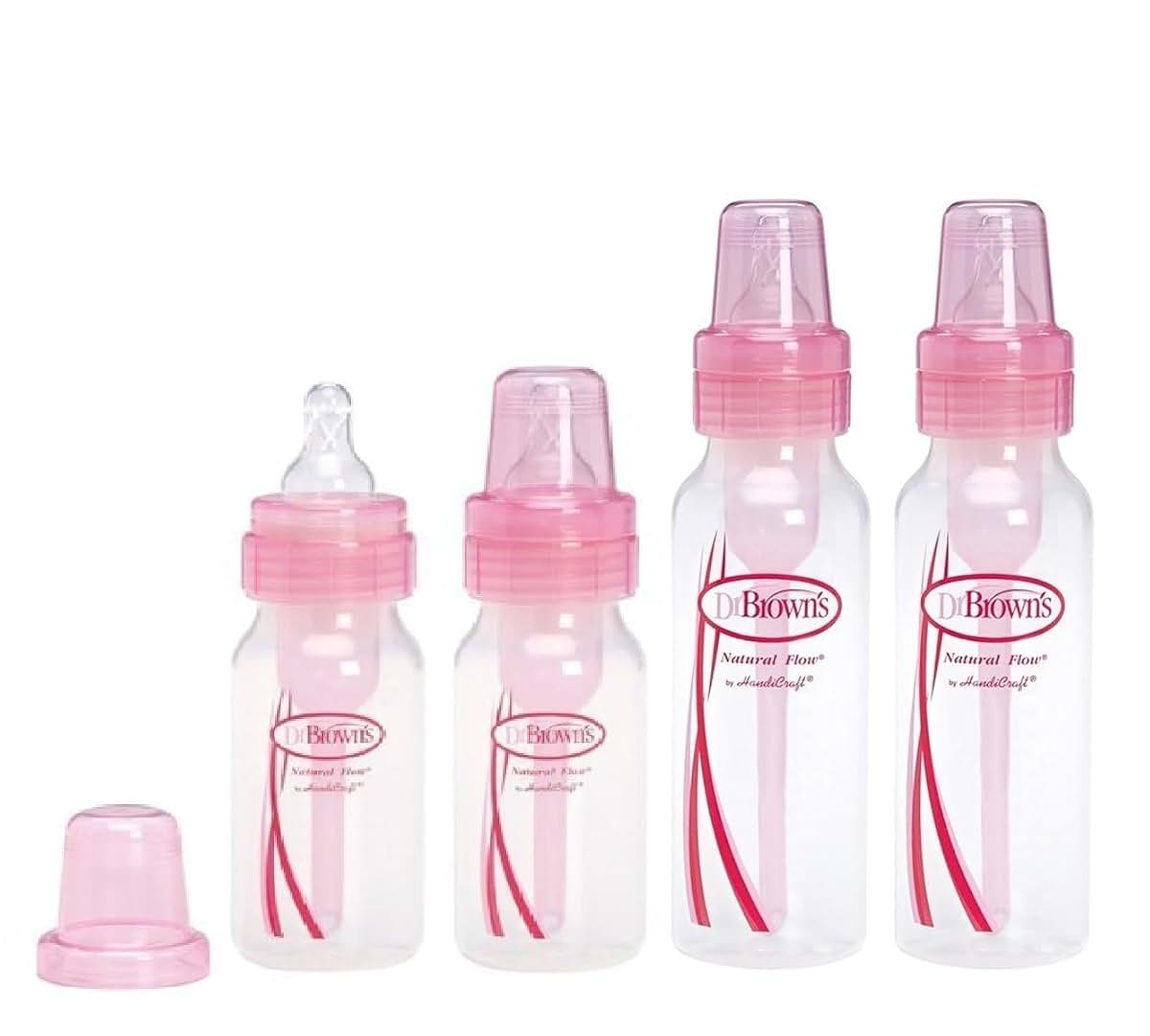 Dr. Brown's Pink Bottles, 2x8oz + 2x4oz, Level 1 Nipples