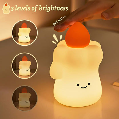 AVEKI Silicone Candle Baby Night Light, Rechargeable 3-Level Dimmable, White