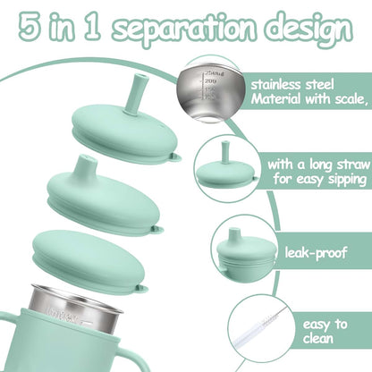 Mity rain Stainless Steel Sippy Cup Green