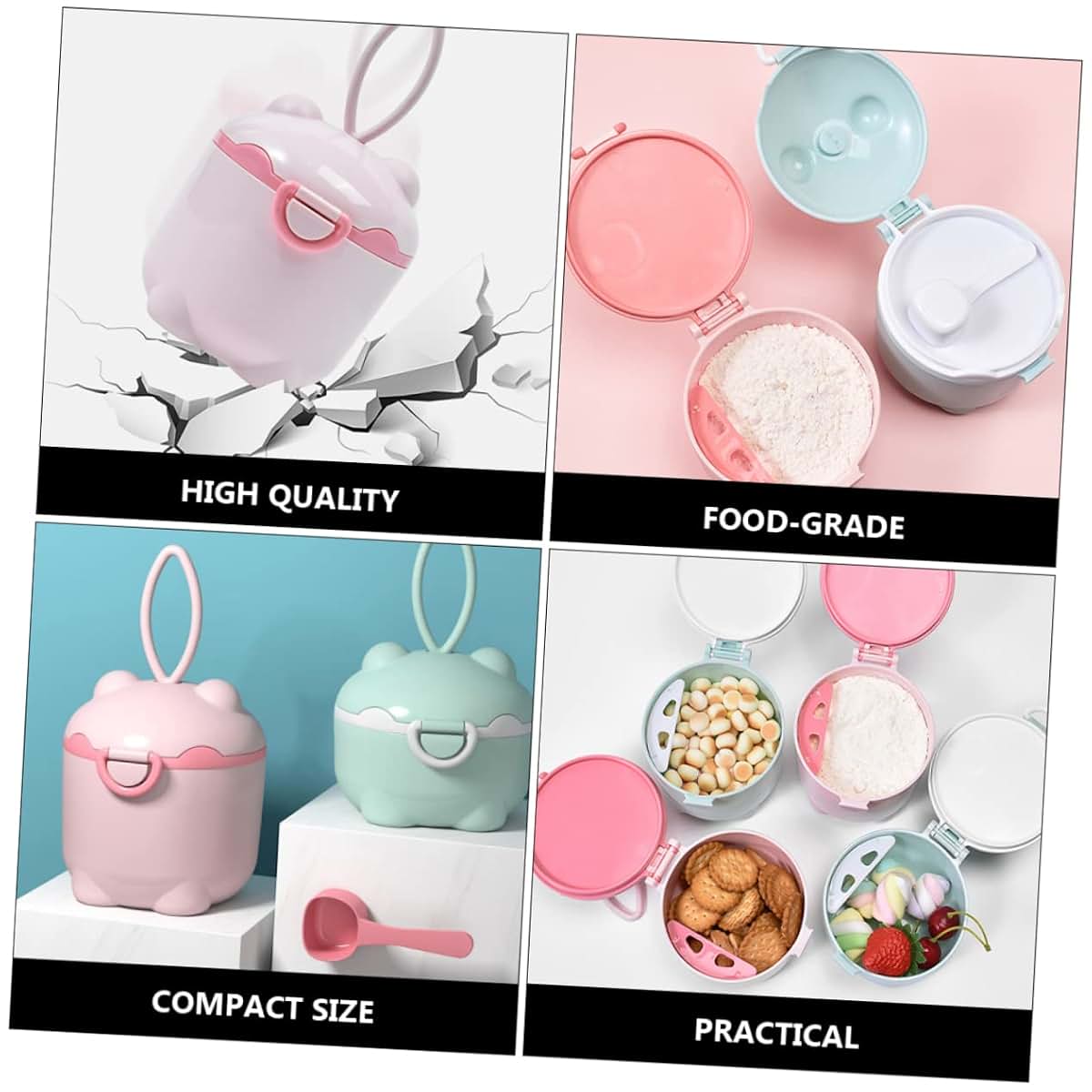 JOINPAYA Milk Powder Box Portable Dispenser, Pink, 10x9.8cm