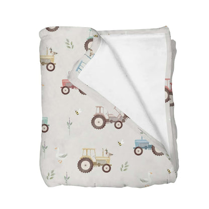 Selgkds Pastel Farm Trucks Meadow Baby Blanket