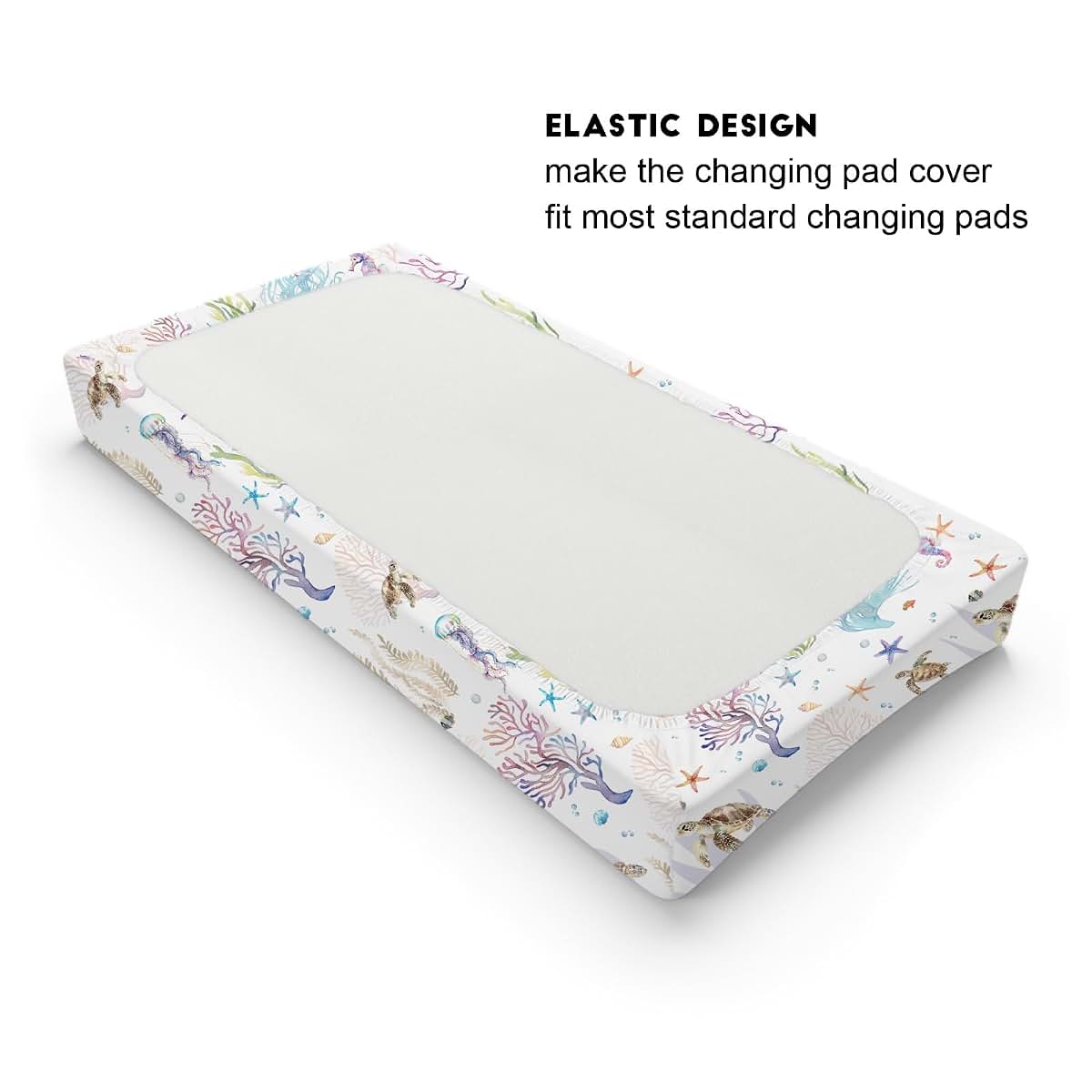 BabyOneStop Sea Animals Changing Pad Cover 32x16 Inch Fitted Polyester