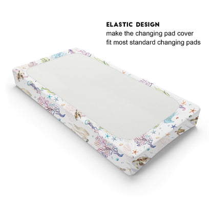 BabyOneStop Sea Animals Changing Pad Cover 32x16 Inch Fitted Polyester