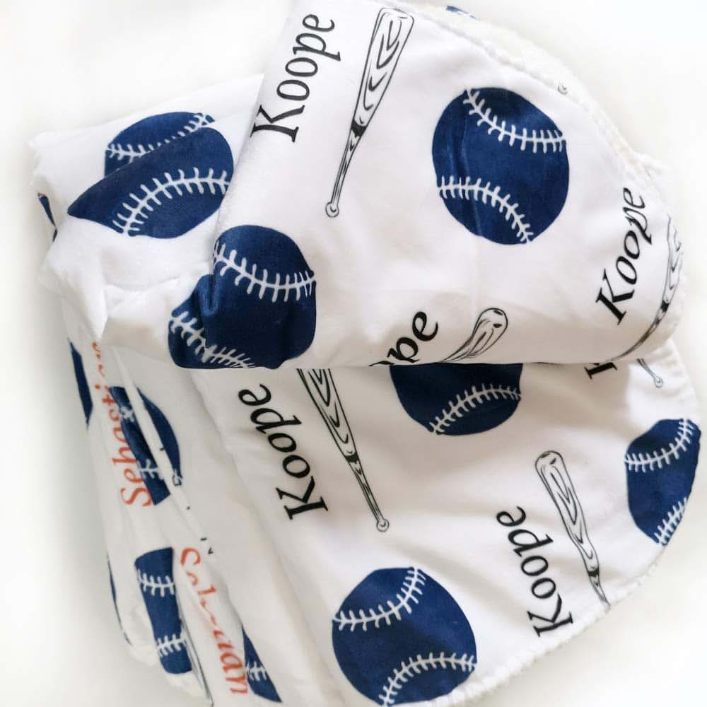 NICTIMEID Custom Baby Name Sherpa Blanket for Boy Print Baseball Pattern, Personalized Newbron Gifts, 30"x47" (photo 2)