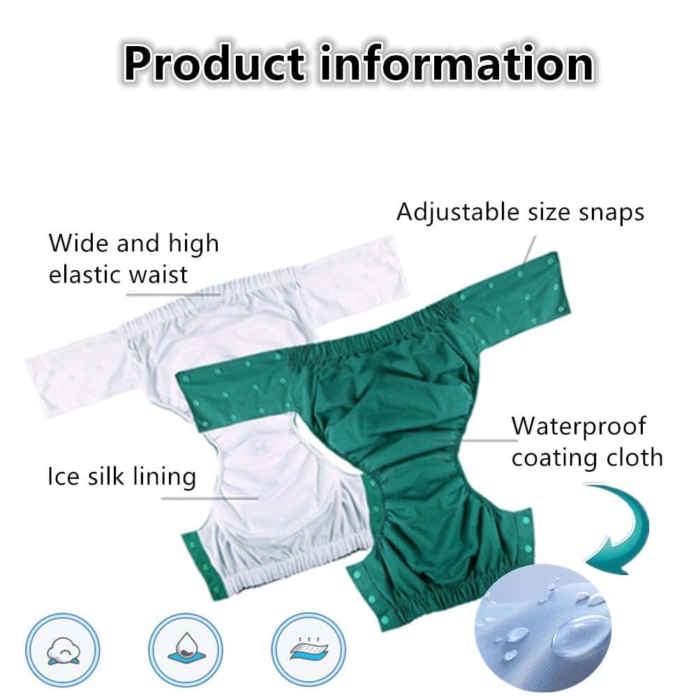 Larotsuba Unisex Reusable Adult Waterproof Cloth Diaper XXL Green (photo 3)