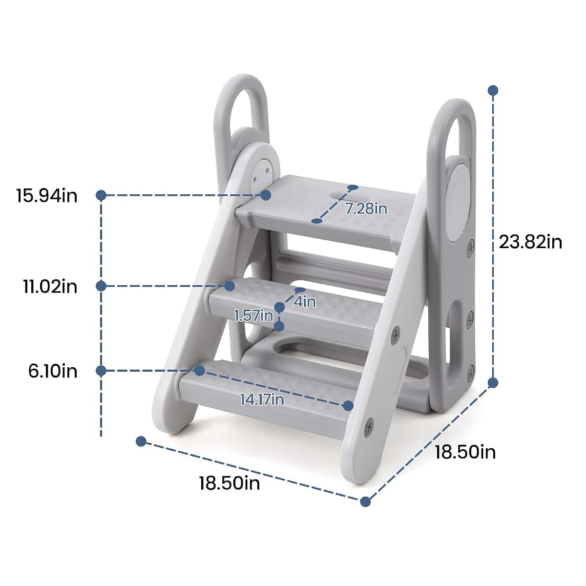 Takywep Foldable Toddler 3 Step Stool - Plastic Learning Helper, Adjustable 3 Steps Stool with Handles, Foldable with (photo 3)