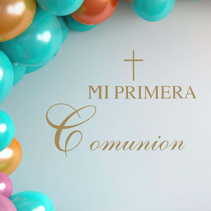 Mi Primera Comunion Decoration Sticker, PVC First Communion Wall Decal for Baptism Baby Shower