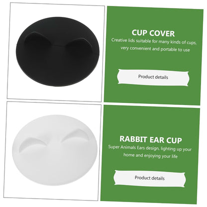 4-Piece Rabbit Ear Silicone Cup Lids, Animal Ear Design, Reusable Dustproof Covers