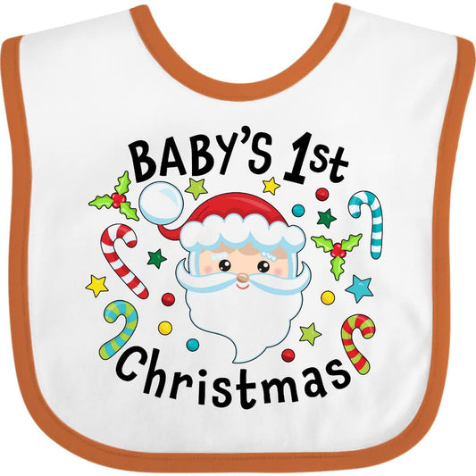 Inktastic Baby's 1st Christmas Santa with Candy Canes Baby Bib