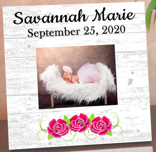 Broad Bay Personalized New Baby Girl Birth Gift Picture Frame Alternative