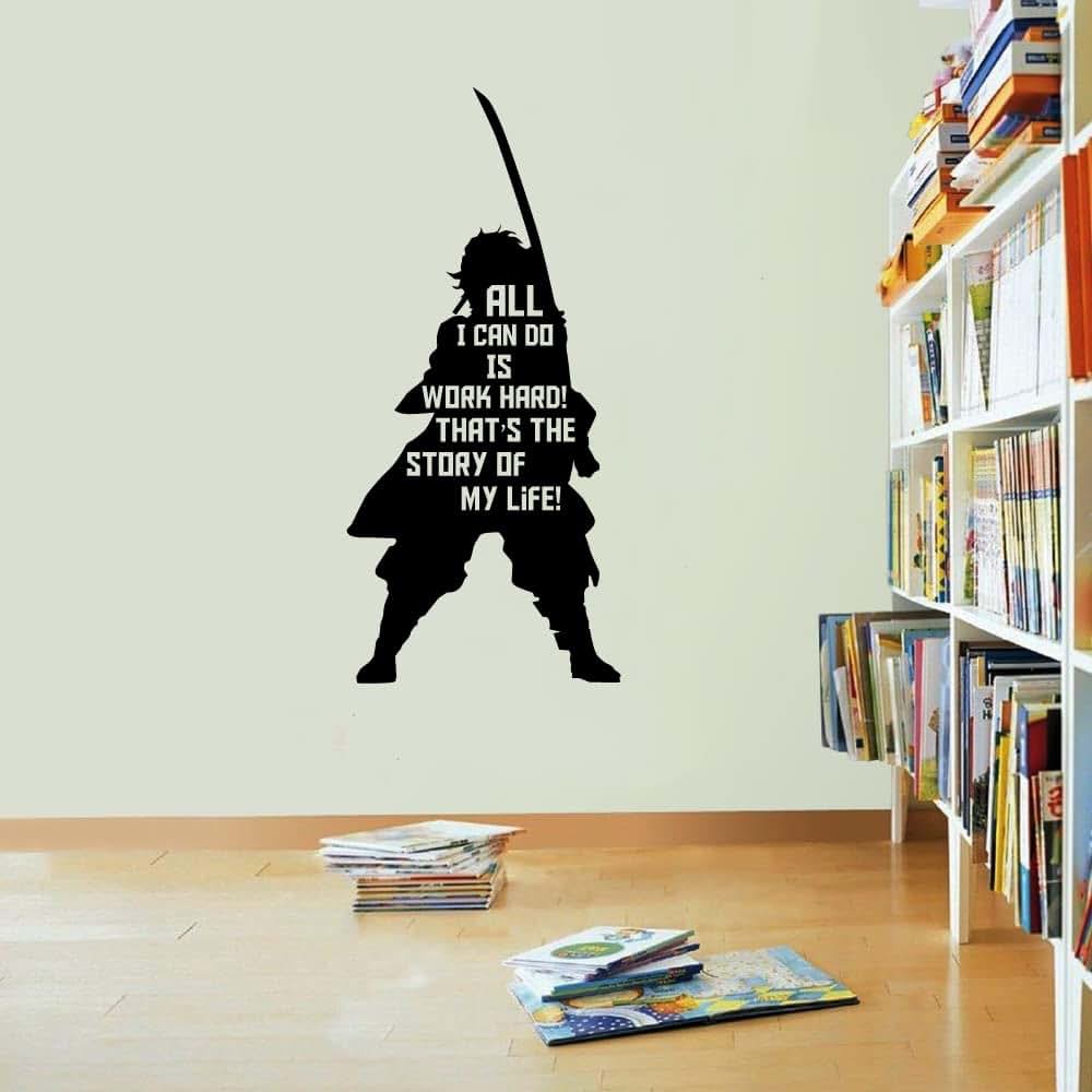 All Things Valuable Tanjiro Kamado Silhouette Vinyl Wall Decal, 30x12 Inch (photo 2)