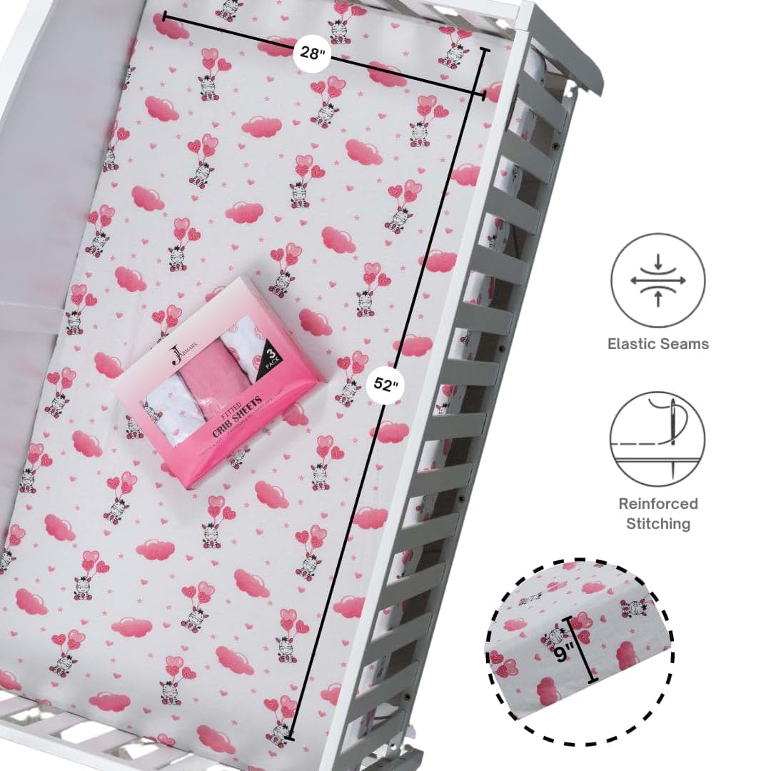 3 Pack Crib Sheets – Jersey Cotton Fitted Bedding for Standard Mattress