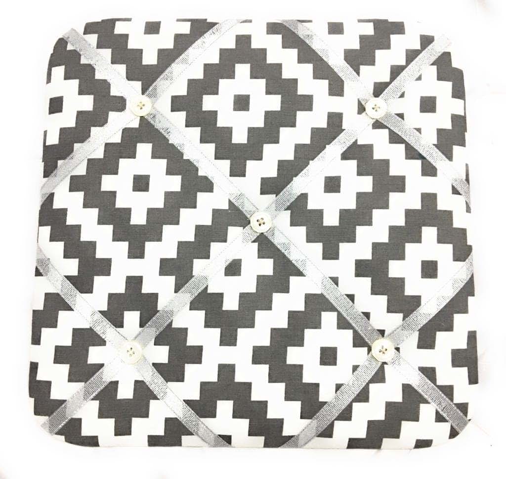 Bacati Love Unisex Fabric Memory Photo Bulletin Board in Silver/Grey