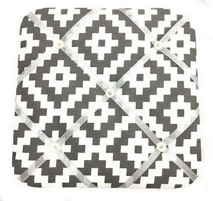 Bacati Love Unisex Fabric Memory Photo Bulletin Board in Silver/Grey