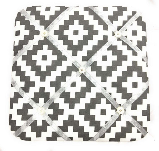 Bacati Love Unisex Fabric Memory Photo Bulletin Board in Silver/Grey