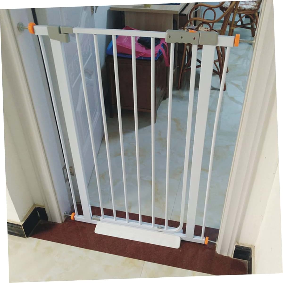 Toddmomy Guardrail Holder Accessory for Pet and Baby Gates, Adjustable Stability Fixator, White Plastic