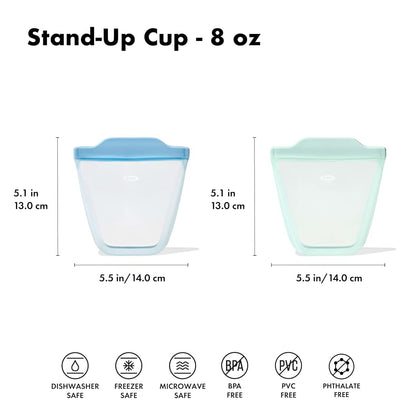 OXO Tot Silicone Reusable Bags 2 Piece Cup Set Opal And Dusk
