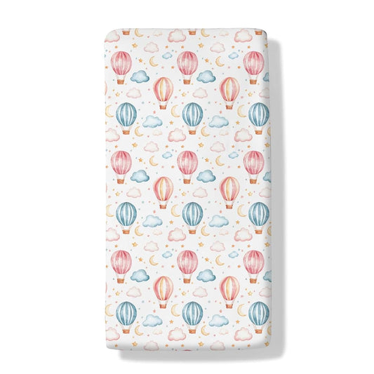Pynnlts Watercolor Hot Air Balloon Cloud Moon Baby Crib Sheets for Boys Girls Sky Adventure Soft Snug Fitted Crib