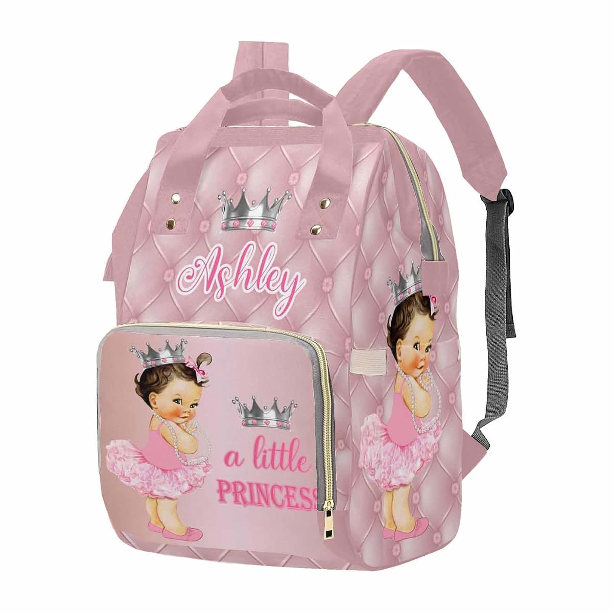 VIPOPSA Personalized Diaper Bag a Little Princess Girls Backpack Custom Mommy Bag Casual Daypack Customized Gift for (photo 4)