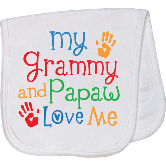Inktastic Grammy And Papaw Love Me Grandchild Burp Cloth