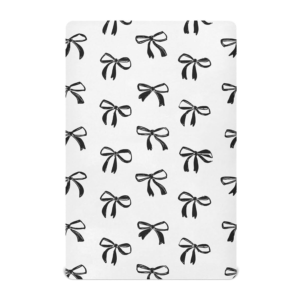 BabyOneStop Crib Sheets For Boys Girls Black Bows Breathable Fitted 52X28X9In