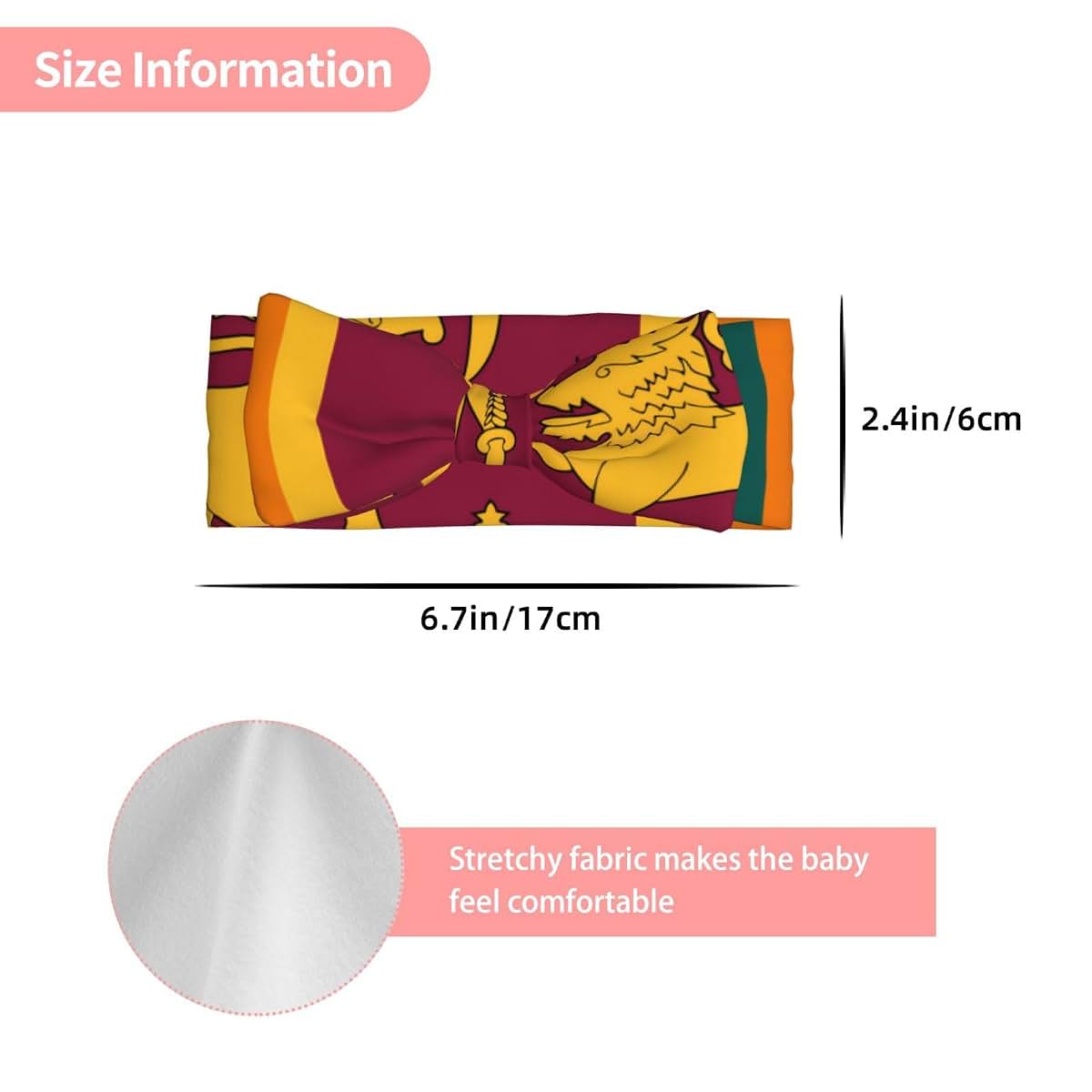 WZYWHJ Sri Lanka Flag Prints Baby Bow Headband - Stretchy Polyester Hairband for Newborns