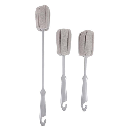 Hanabass 3-Piece Sponge Baby Bottle Brush Set With Long Handles