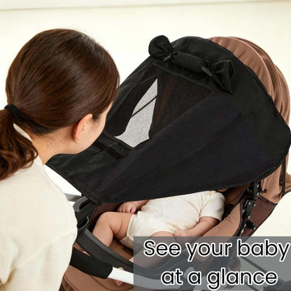 Universal Stroller Sun Shade with Viewing Window, UV-Blocking Canopy
