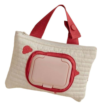 TTONGX Embroidered Bear Wet Wipe Storage Bag - Red