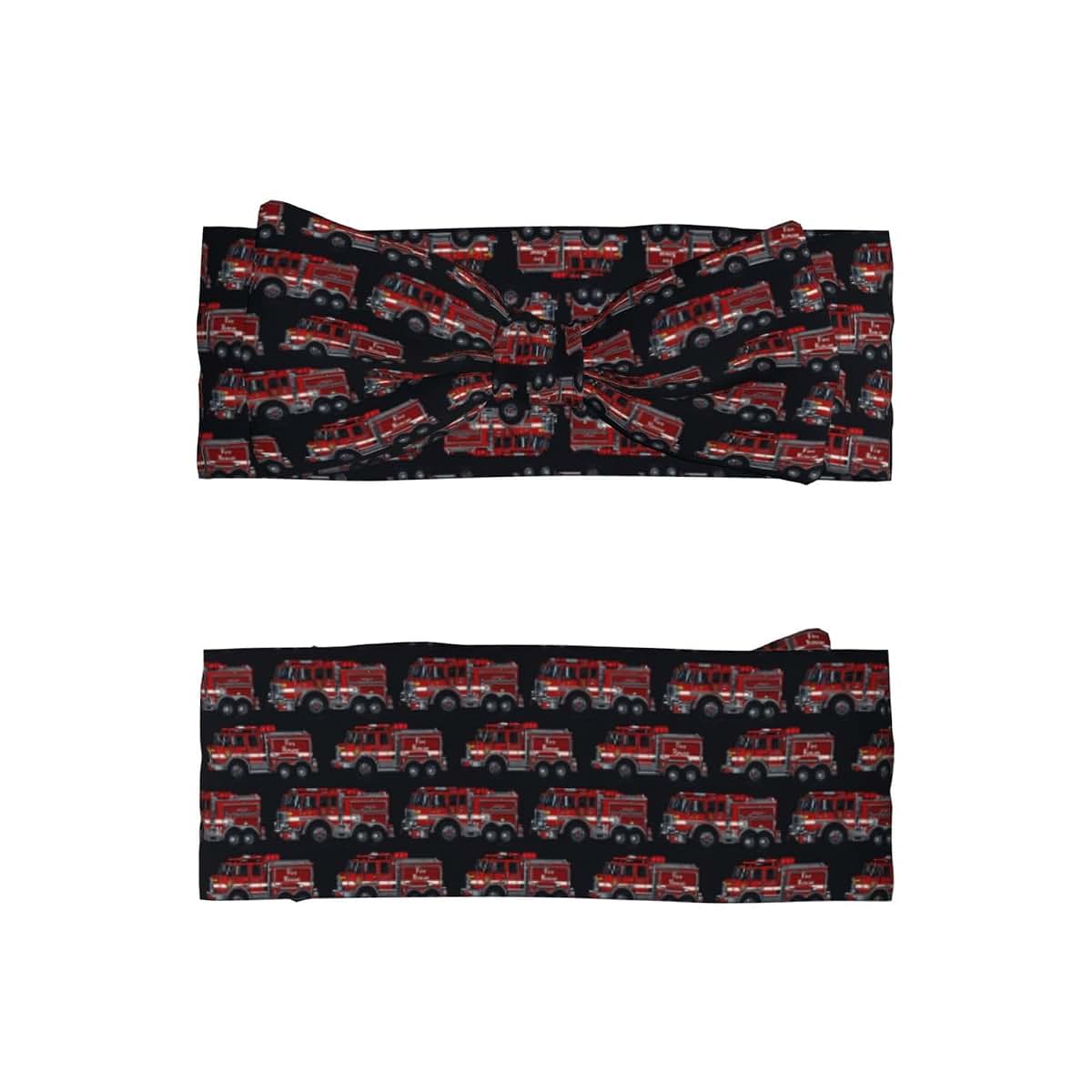GVYGVY Cartoon Fire Truck Print Baby Girl Bows and Headbands, 6-12 Months, Black