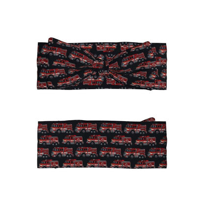 GVYGVY Cartoon Fire Truck Print Baby Girl Bows and Headbands, 6-12 Months, Black