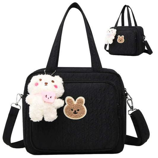 Wowmcrushiss Diaper Bag Tote Large Capacity Baby Diaper Tote with Cute Doll, Adjustable Strap & Handle Portable Baby
