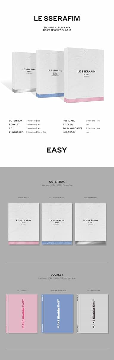 Kpop Le Sserafim Easy 3rd Mini Album Standard Version CD Set